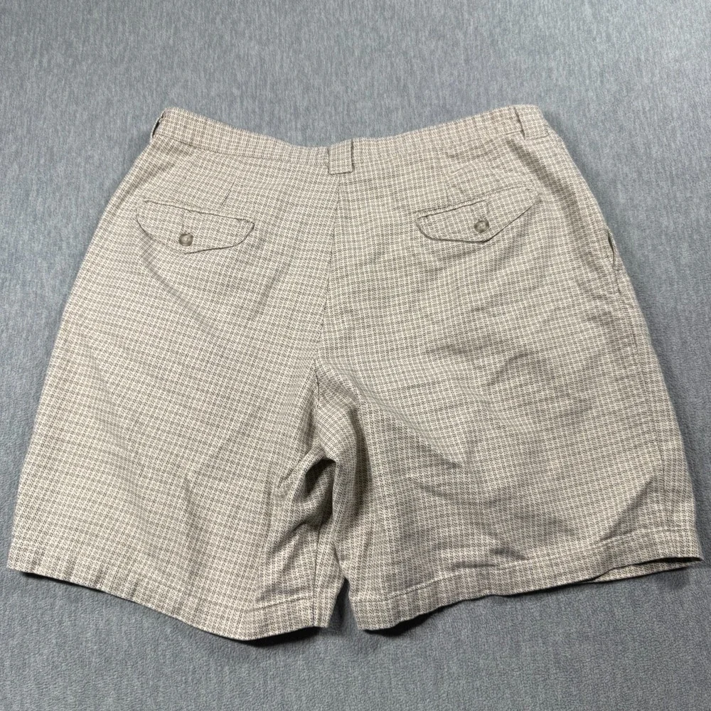 Nike Shorts Mens 36 Khaki Gray Houndstooth Pleated Front Golf Cotton Athletic